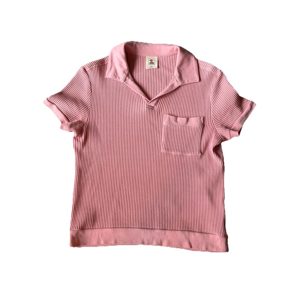 Dandy Del Mar Cannes Waffle Knit Polo Shirt Mens Spanish Rose Pink Knit Sz XS